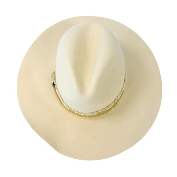 Treasure‎ & Bond Ivory 100% Wool Fedora Hat Wide Brim Frayed Ribbon NWT main image 4
